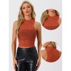 Allegra K Women's Metallic Star Mesh Mock Neck See-Through Tank Top - 2 of 4