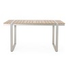 62'' Rectangle Wooden Slat Tabletop Outdoor Dining Table for 4,Aluminum Frame Backyard Garden Dining Table,Rectangular Patio Table-Coolbibila - 3 of 4