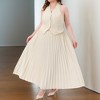 Women's Plus Size 2 Piece Halter Backless Top with Button Down Pleated Maxi Skirt Elegant Set Suit - Agnes Orinda - 2 of 4