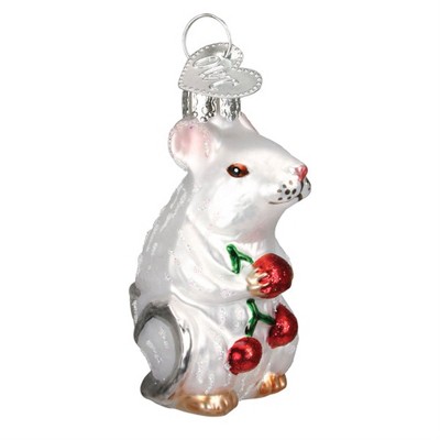Old World Christmas Hanging Glass Tree Ornament, White Mouse