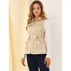 Allegra K Women's Zip Up Sleeveless Casual Drawstring Cargo Utility Vest - 3 of 4