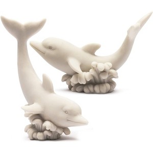 Bright Creations 2 Pack Paint Your Own Dolphin Figurine, DIY Ocean Sea Animal for Art & Craft Supplies, 3.5 x 5 inches - 1 of 4