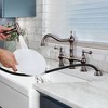 WOWOW Double Handle Bridge Kitchen Faucet with Side Sprayer in Brushed Nickel - 2 of 4