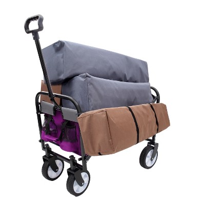 Collapsible Foldable Wagon Cart with strapping system Beach Wagon, Utility Cart for Camping Supports 225lbs