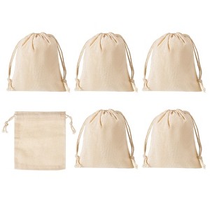 Unique Bargains Bank Coin Deposit Change Transit Bags Canvas Money Bag with Drawstring 6 Pcs - 1 of 4