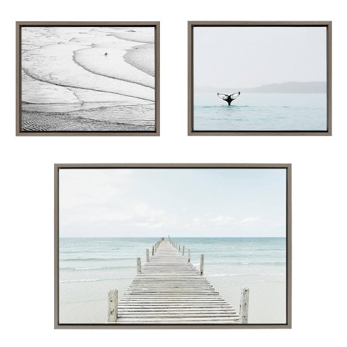 Ydmyge strække F.Kr. 23" X 33" (set Of 3) Sylvie Ocean Beach Framed Wall Canvas Set Gray - Kate  & Laurel All Things Decor : Target