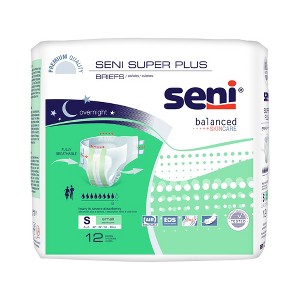 Seni Super Plus Adult Incontinence Brief S Heavy Absorbency Breathable / Overnight, S-SM12-BP1, Heavy to Severe - 1 of 4