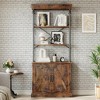 Tall Bookshelf with Doors 73.62in Industrial Storage Open Rack Shelf with Cabinet Wood and Metal Bookcase - 3 of 4