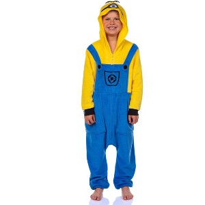 Minions Boys' Kigurumi Union Suit Fleece Pajamas – Stuart & Kevin Designs - 1 of 4