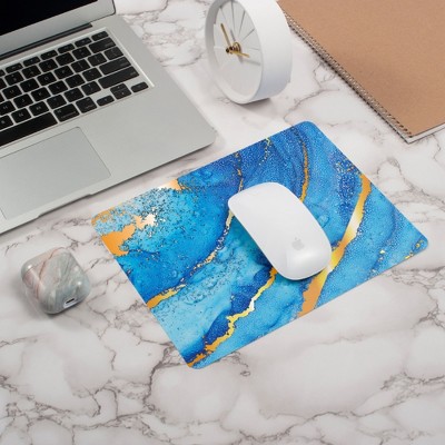 Insten Gold Marble Mouse Pad, Water-Resistant and Non-Slip Mat for Wired/Wireless Gaming Mouse, Blue - Home Office Desk Accessories