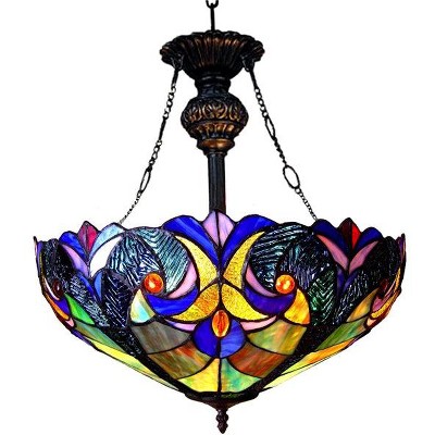 Chloe Lighting CH18780VT18-UH2 Liaison Tiffany-Style 2 Light Victorian Inverted Ceiling Pendant 18`` Shade