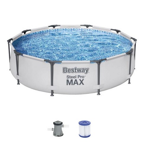 Bestway Steel Pro Max Inch Round Metal Frame Above Ground Outdoor Backyard Swimming  Pool Set With Filter Pump : Target
