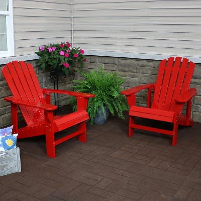 Red Fir Wood Adjustable Backrest Adirondack Patio Chairs - Set of 2