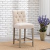 WestinTrends 24" Linen Fabric Tufted Counter Stool - 2 of 4