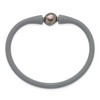 Chisel Stainless Steel 9-10mm Black Baroque Freshwater Cultured Pearl on Grey Silicone 6.75" Bracelet - 2 of 4