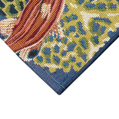 Navy Rectangular Synthetic Fish Design Indoor/Outdoor Mat
