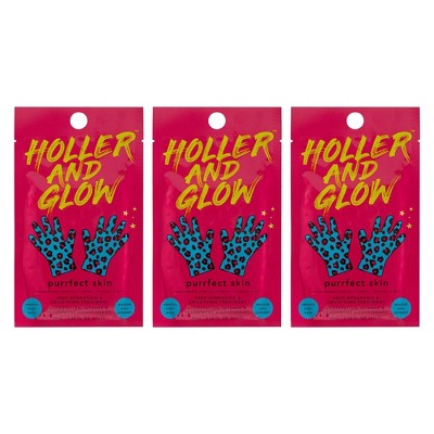 Holler and Glow Purrfect Skin Hand Masks - 3ct/0.61oz