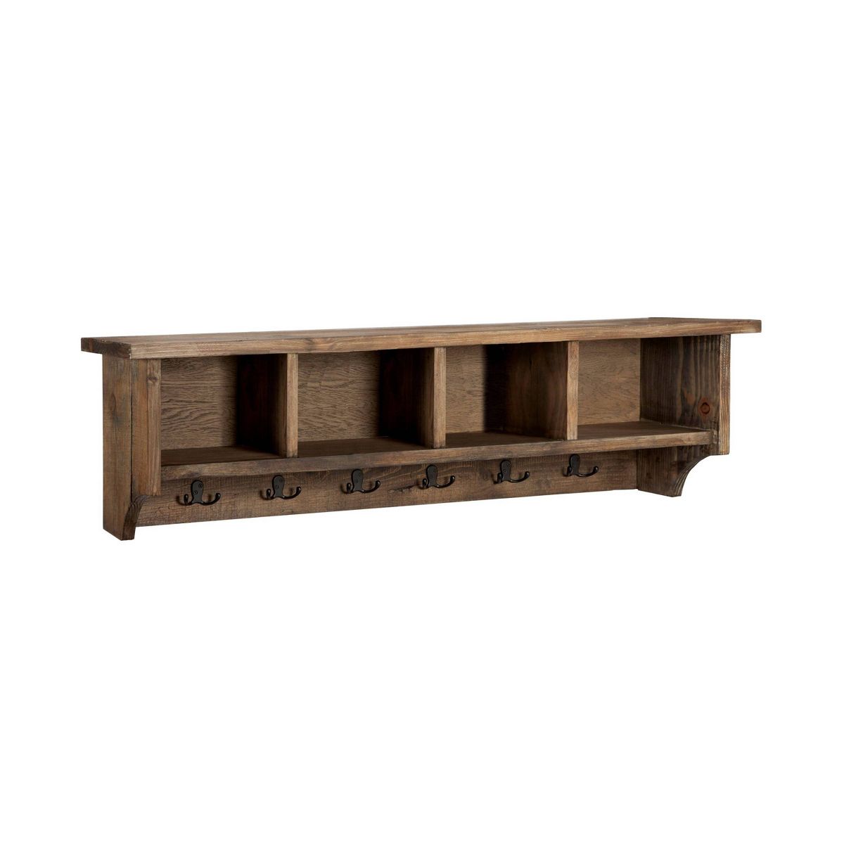 48" Modesto Metal and Wood Wall Coat Hook with Bench Brown - Alaterre Furniture - thumbnail 2