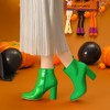 Allegra K Women's Round Toe Zipper Chunky Heels Ankle Boots - 2 of 4