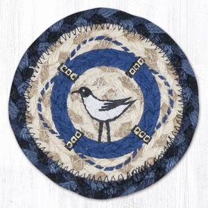 Earth Rugs Coastal Seagull Printed Coaster – 5"x5" Natural Braided Jute, Beach-Themed Table Accent - 1 of 3