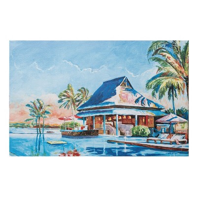 Beachcombers Cabana And Palm Trees Wall Art 15.75 x 23.62 x 1.38 Inches.