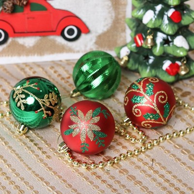 35pc Uniquely Patterned Christmas Bauble Set, Ornaments with Red, Green, and Gold| OrnamentallyYou