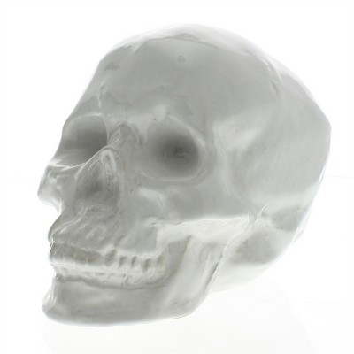 HomeRoots 6" White Ceramic Skull Tabletop Sculpture