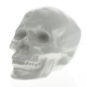 HomeRoots 6" White Ceramic Skull Tabletop Sculpture - 1 of 4