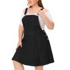 Agnes Orinda Women's Plus Size Denim Side Button Ruffled Hem Midi Jumpers Casual Adjustable Strap Overall Dresses with Pocket - 2 of 4