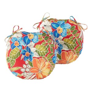 15" Round Outdoor Bistro Chair Cushion (Set of 2) - 1 of 4