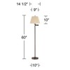 360 Lighting Modern 60" Tall Standing Floor Lamp Skinny Adjustable Swing Arm Brown Metal Bronze Finish Living Room Bedroom House Pleated Beige Shade - 4 of 4