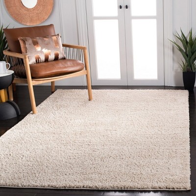 Beige 3' x 5' Synthetic Shag Area Rug