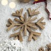 SEVOBAL Party Decorations and Accessories Large Fir Wood Snowflake Ornaments Set of 2 for Christmas Tree Holiday Wall Art, Brown, 17.7"*0.8"*17.7" - 2 of 4