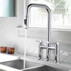 WOWOW 3 Holes Double Handle Bridge Kitchen Faucet with Pull Down Sprayer and Supply Lines in Black - 3 of 4