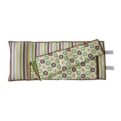 Bacati - Mod Dots/Stripes Green Yellow Beige Brown Toddler Nap Mat