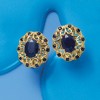 Ross-Simons 3.90 ct. t.w. Sapphire Openwork Earrings in 14kt Yellow Gold - 4 of 4