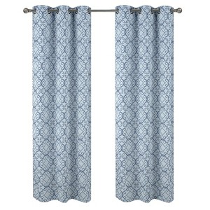 RT Designer Collection Woodbridge Jacquard Grommet Luxurious Modern Design Curtain Panel 54" x 84" Blue - 1 of 4