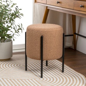 JONATHAN Y Silvia Modern Minimalist Round Backless Metal/Vegan Leather Cushioned Vanity Stool - 1 of 4
