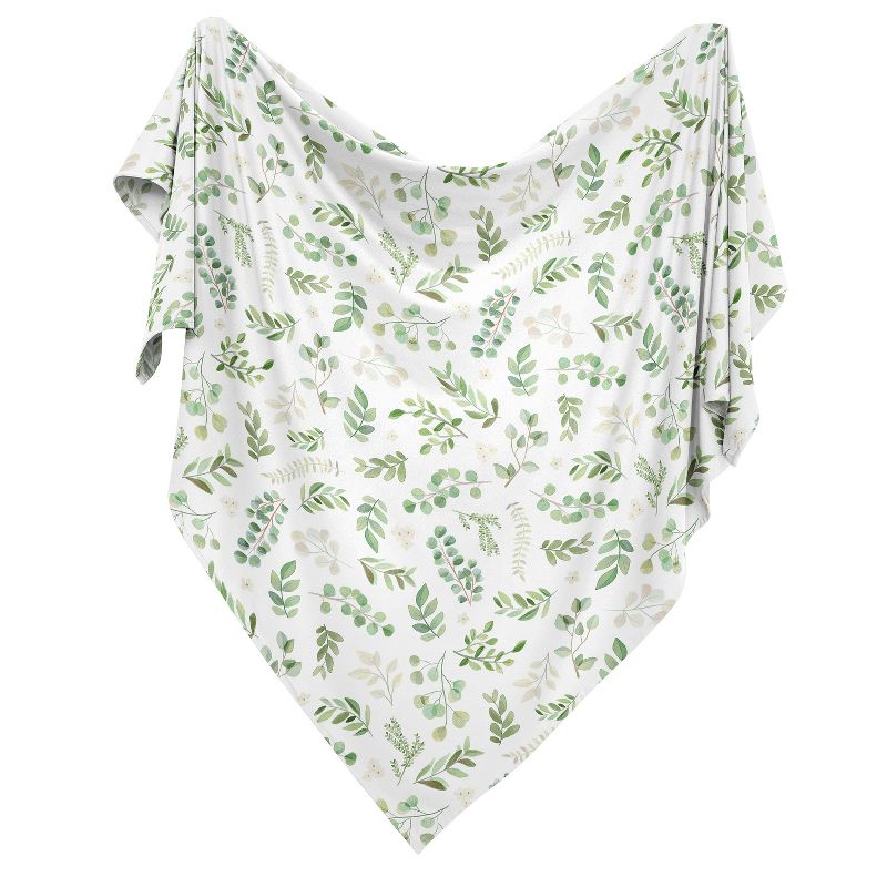 Sweet Jojo Designs Gender Neutral Swaddle Baby Blanket Botanical Leaf Green and White, 3 of 7