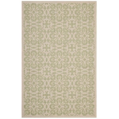Modway Ariana Vintage Floral Trellis 5x8 Indoor and Outdoor In Light Green and Beige