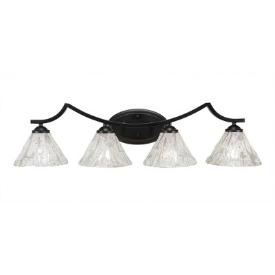 Toltec Lighting Zilo 4 - Light Vanity in  Matte Black with 7" Italian Ice Shade