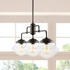 37.5" 3-Light Avery Industrial Farmhouse Rustic Iron/Glass LED Pendant Oil Rubbed Bronze/Clear - JONATHAN Y: UL Listed, Adjustable Height - 2 of 4