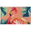 Homefires Flamingo Splash on Coral Doormat, 22" x 34" – Hand-Hooked Polyester Rug with Vibrant Tropical Design - 2 of 3