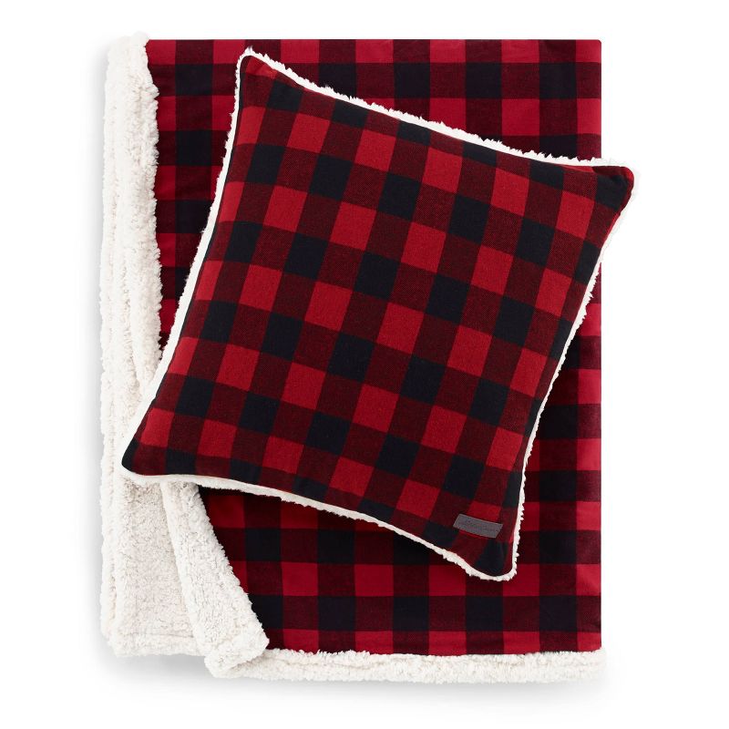 50"x60" Cabin Plaid Throw Blanket with Square Throw Pillow Set- Eddie Bauer, 1 of 8