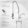 WOWOW Solid Brass Triple Handle Commercial Pull Down Sprayer Kitchen Faucet with Pre-Rinse Sprayer in Chrome - 3 of 4
