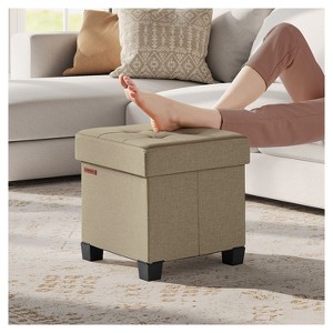 SONGMICS Storage Ottoman, Small Ottoman Foot Rest with Legs, 15 x 15 x 15.7 Inches Foot Stool, Ottoman with Storage, Load up to 660 lb, - 1 of 4