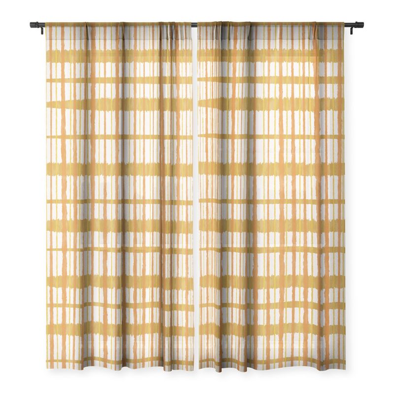 Kierkegaard Design Studio Hygge Retro Stripe Painted Plaid Single Panel Sheer Window Curtain - Deny Designs, 3 of 7