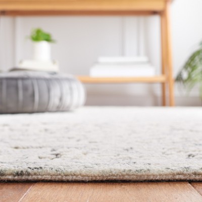 Ivory and Charcoal Hand Tufted Wool Area Rug 3' x 5'