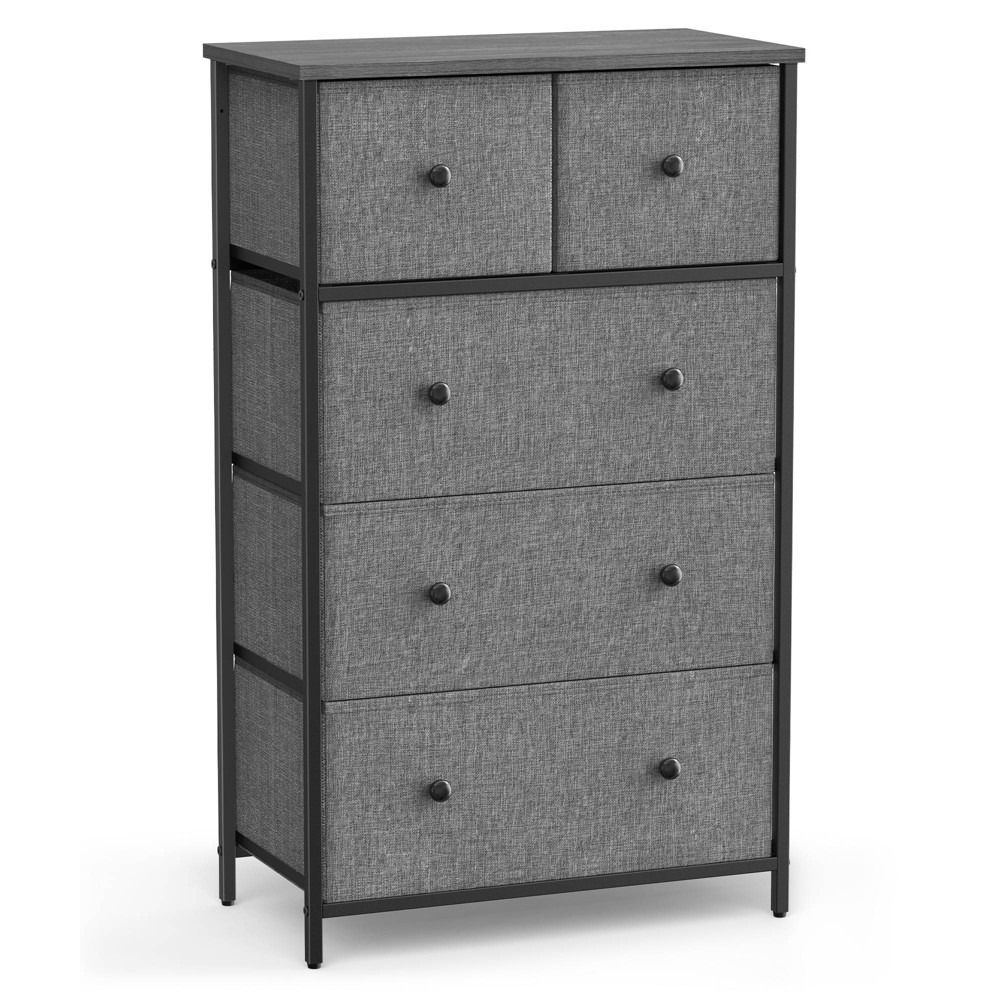 Photos - Dresser / Chests of Drawers Songmics 5 Fabric Drawers Dresser Gray  