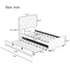 Twin Size Velvet Fabric Upholstered Platform Bed with Trundle Bed and Adjustable Button Tufted Headboard, No Box Spring Needed, Pink - 3 of 3